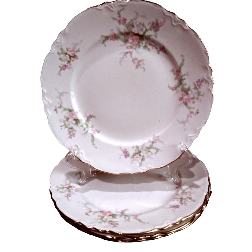 Vintage Lunch Plate, Homer Laughlin Virginia Rose 9 inch Plates, Set of 4 Plates